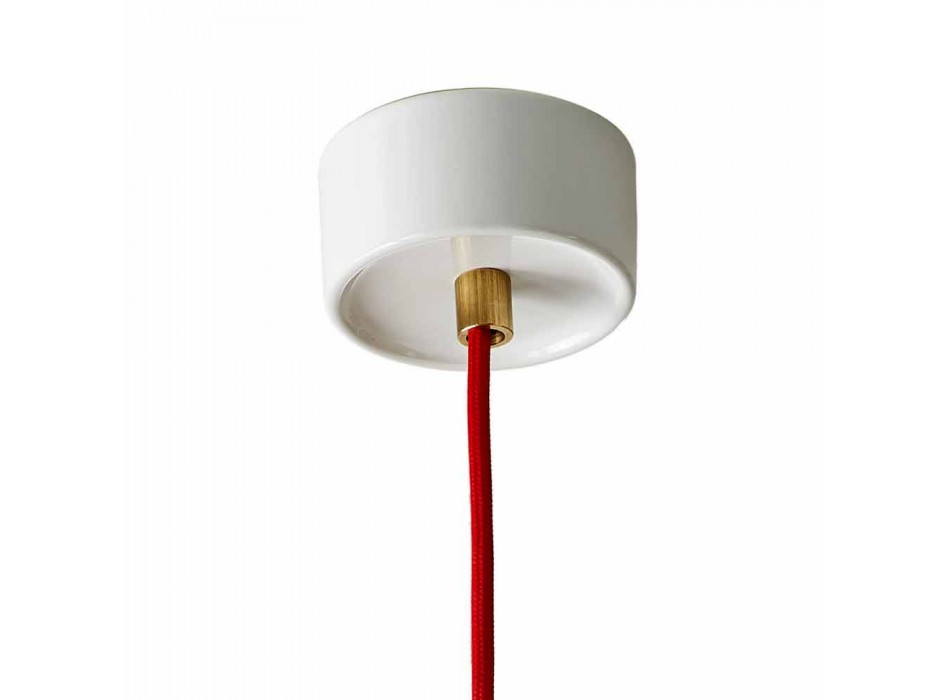 Lampe en bois de hêtre et céramique suspendue fabriqué en Italie, Asie Viadurini