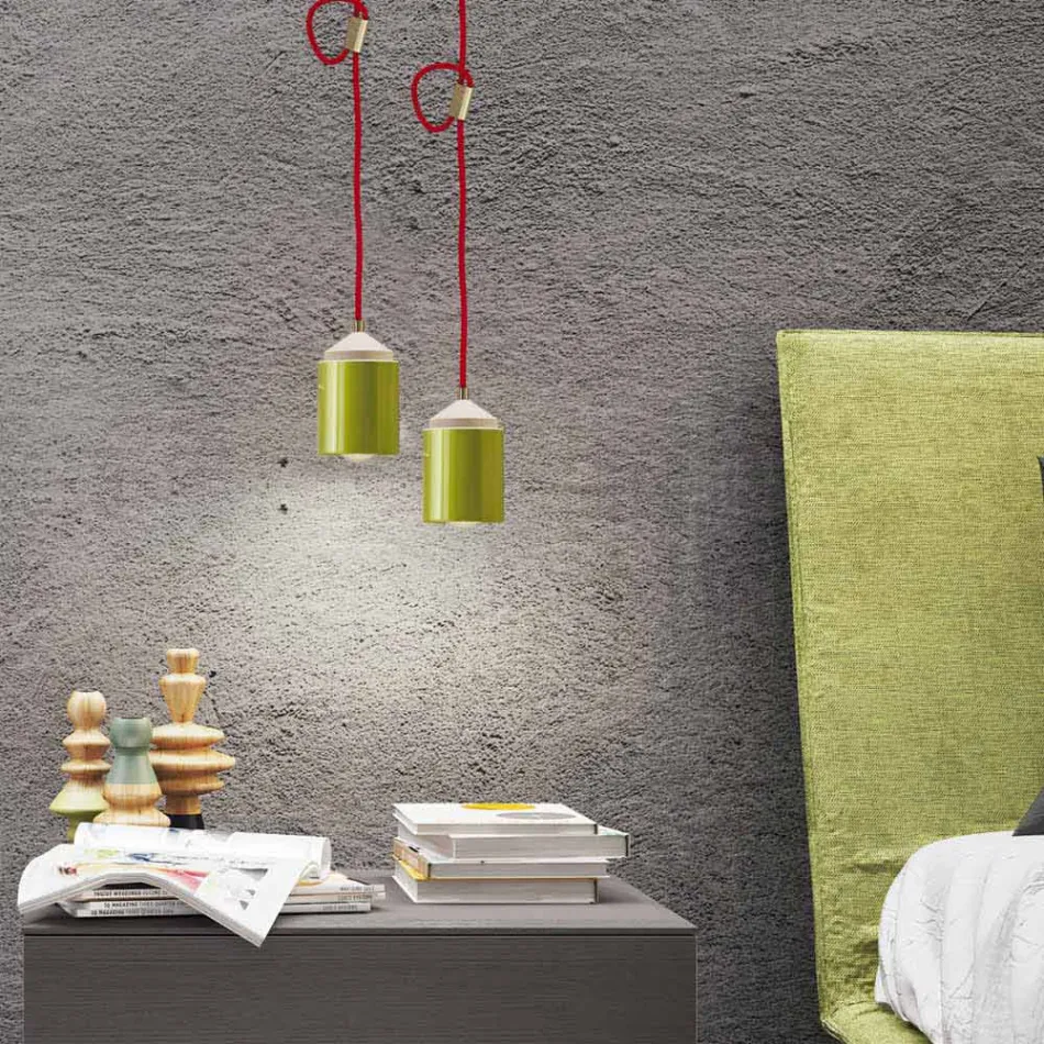 Lampe en bois de hêtre et céramique suspendue fabriqué en Italie, Asie Viadurini