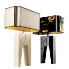 Grilli Zarafa fabriqué Italie table de chevet / lampe de table en bois massif Viadurini