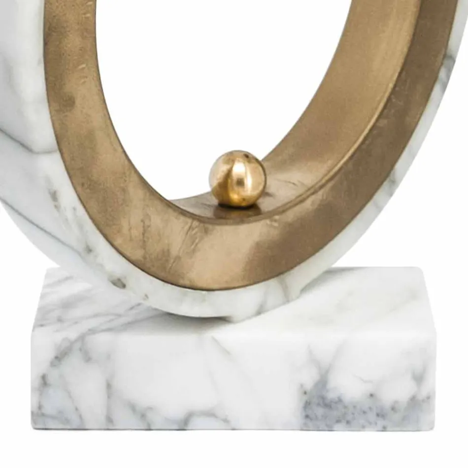 Lampe en Marbre de Carrare Blanc et Laiton Made in Italy 2 Dimensions - Nazife Viadurini