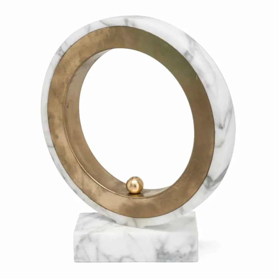 Lampe en Marbre de Carrare Blanc et Laiton Made in Italy 2 Dimensions - Nazife Viadurini