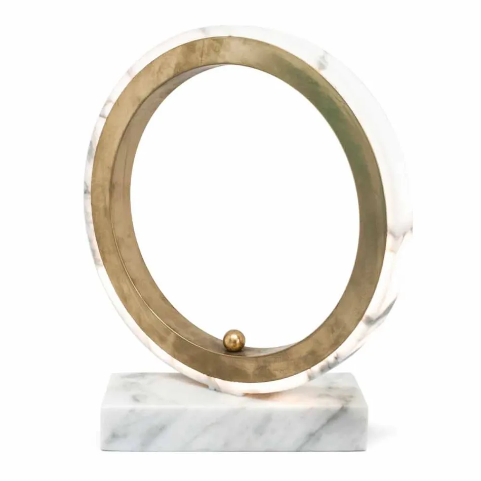 Lampe en Marbre de Carrare Blanc et Laiton Made in Italy 2 Dimensions - Nazife Viadurini