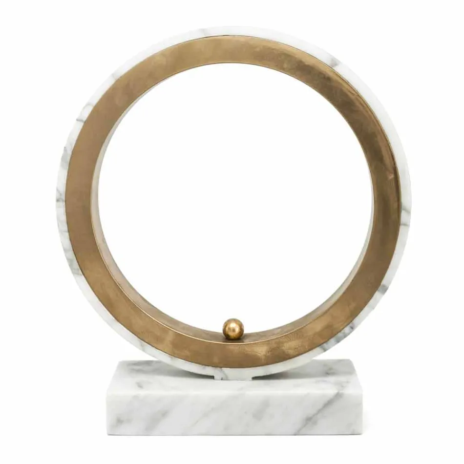 Lampe en Marbre de Carrare Blanc et Laiton Made in Italy 2 Dimensions - Nazife Viadurini