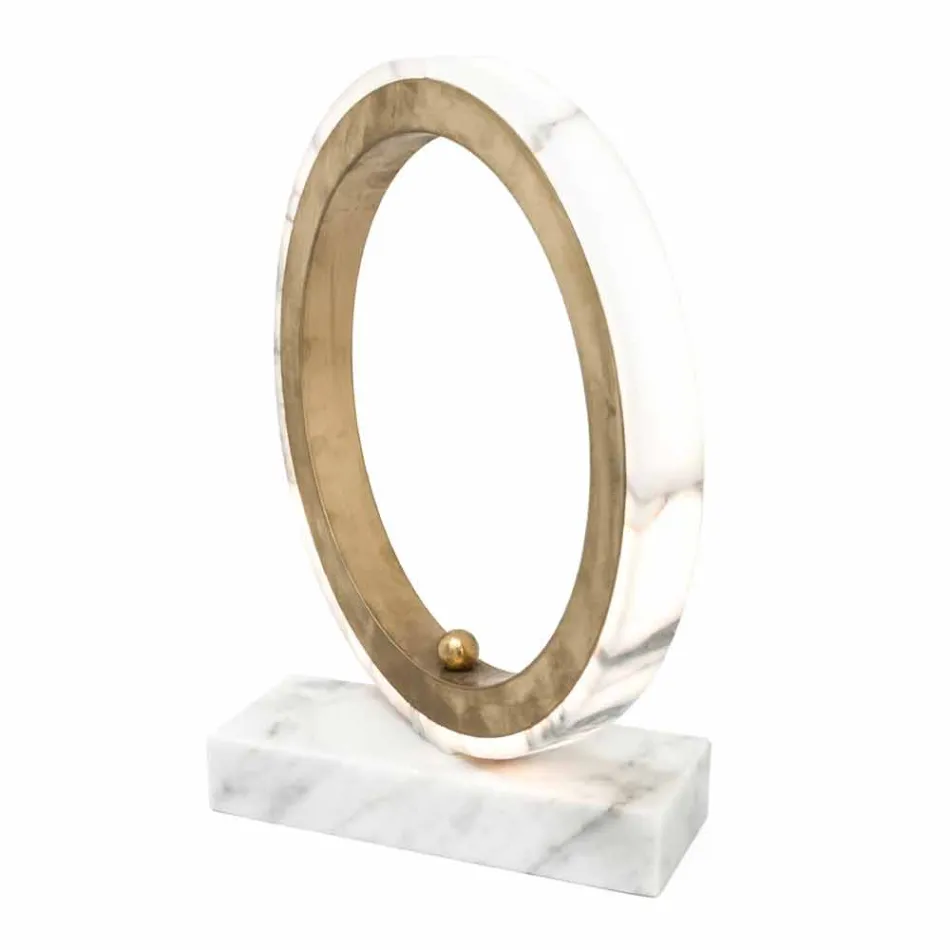 Lampe en Marbre de Carrare Blanc et Laiton Made in Italy 2 Dimensions - Nazife Viadurini