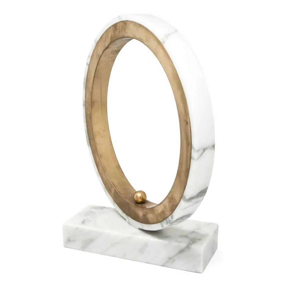 Lampe en Marbre de Carrare Blanc et Laiton Made in Italy 2 Dimensions - Nazife Viadurini