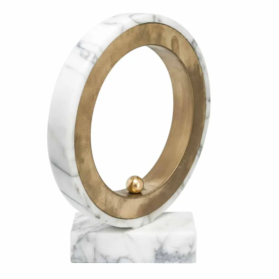 Lampe en Marbre de Carrare Blanc et Laiton Made in Italy 2 Dimensions - Nazife Viadurini