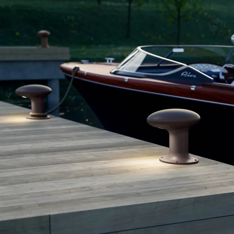 Lampe de Jardin Led Design en Fonte Grise ou Marron - Bitta by Il Fanale Viadurini