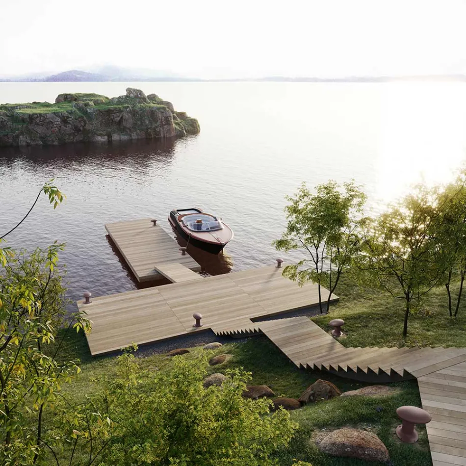 Lampe de Jardin Led Design en Fonte Grise ou Marron - Bitta by Il Fanale Viadurini