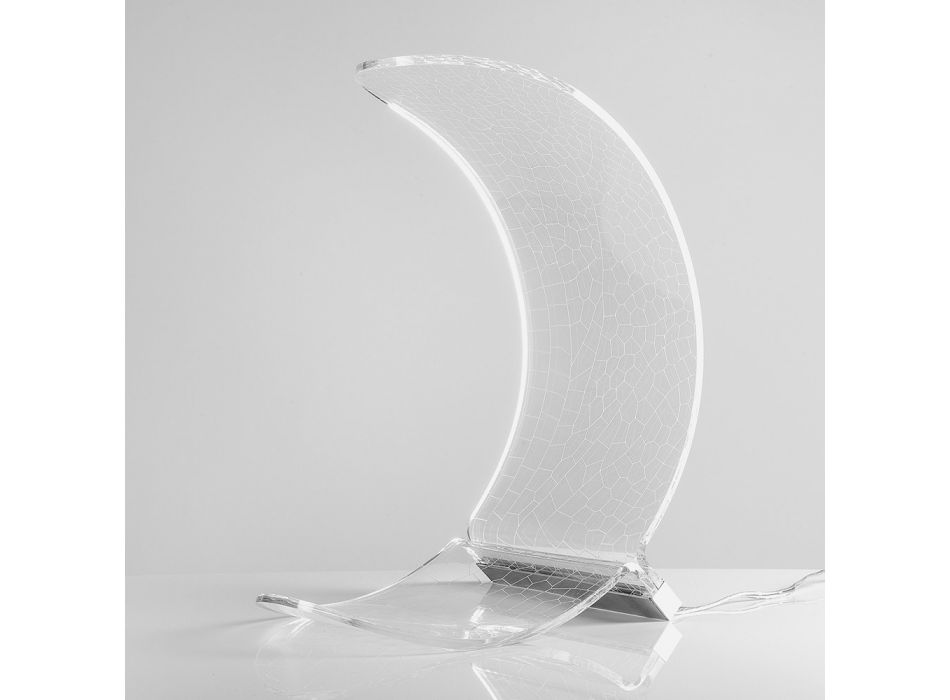 Lampe de Table Led en Forme de Lune Plastique Décoré 2 Tailles - Olluna Viadurini