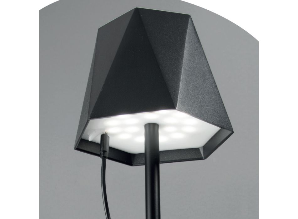 Lampe de Table Led pour Extérieur Tactile en Métal et Recharge USB - Villard Viadurini
