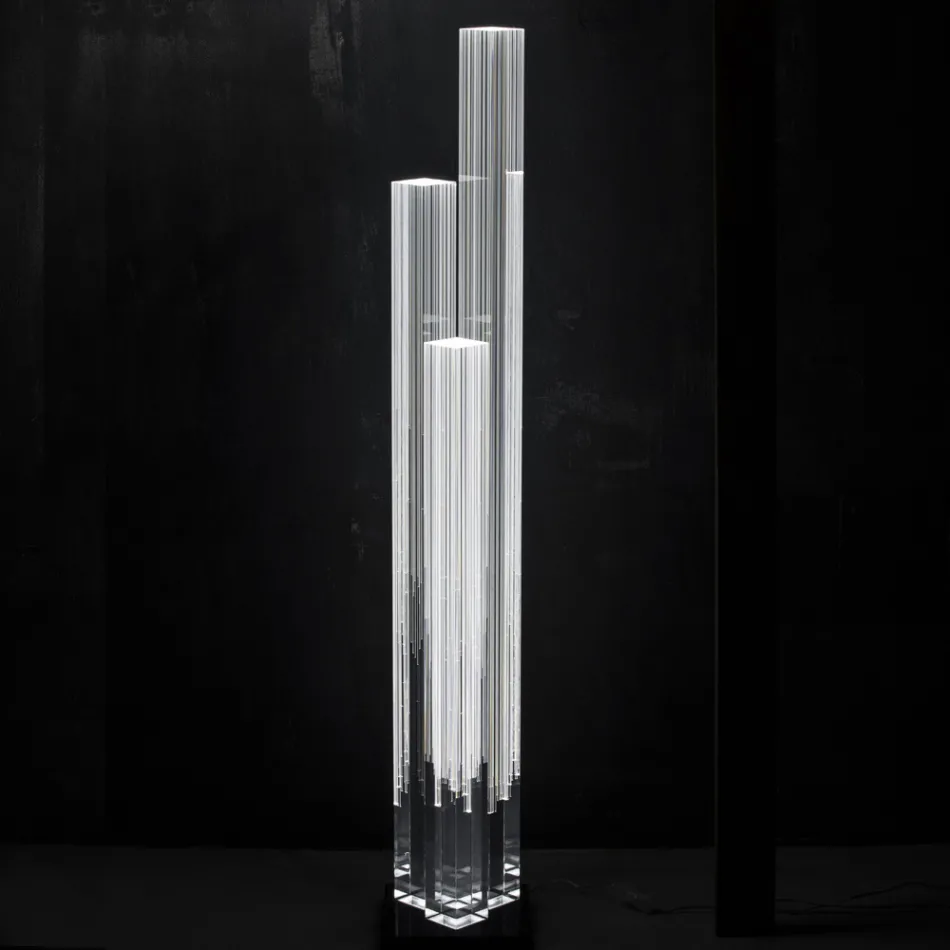 Lampadaire Led Cristal Acrylique Satiné Design Triptyque - Crystol Viadurini