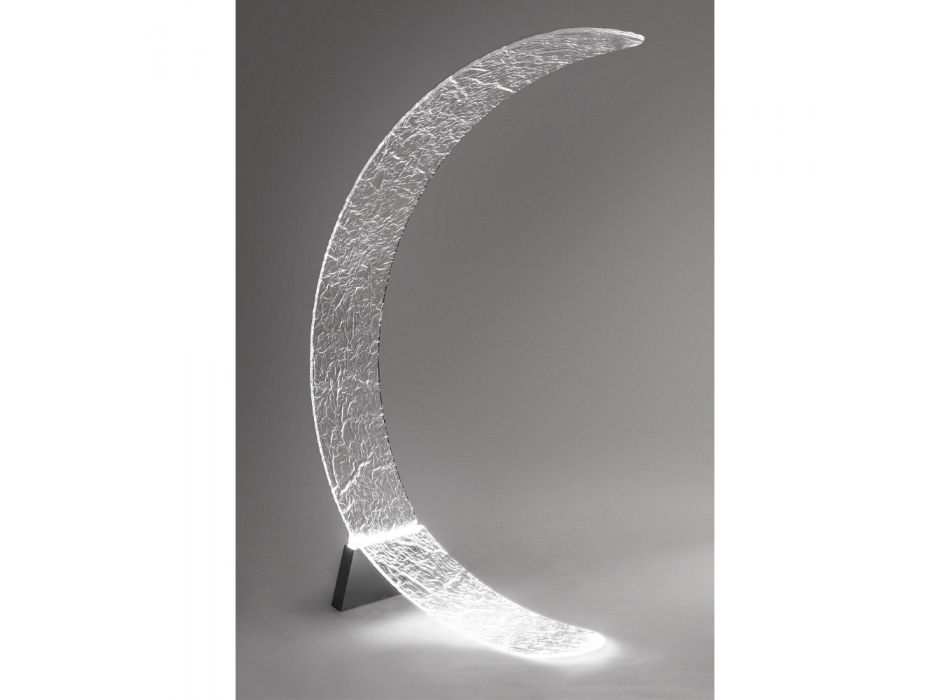 Lampadaire Led Forme De Lune Décoré Plexiglas Transparent - Olluna Viadurini