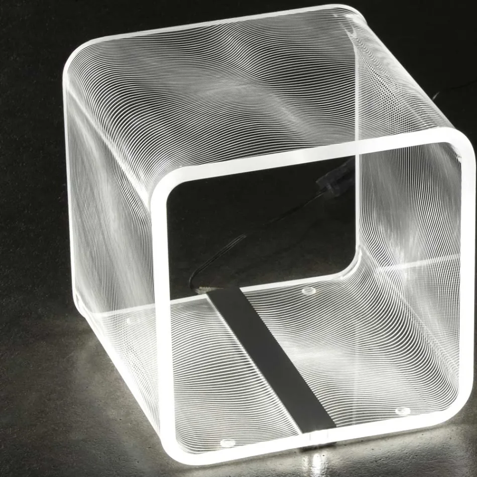 Lampe Led Décor Laser Cristal Acrylique Transparent - Robiola Viadurini