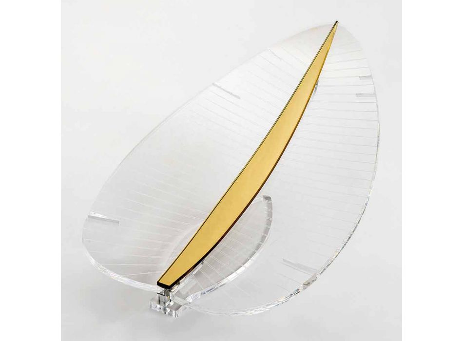Lampe à Led en Plexiglas Transparent Or Argent ou Bois Design - Foglialamp Viadurini