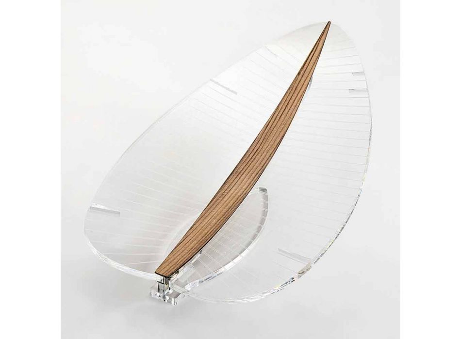 Lampe à Led en Plexiglas Transparent Or Argent ou Bois Design - Foglialamp Viadurini