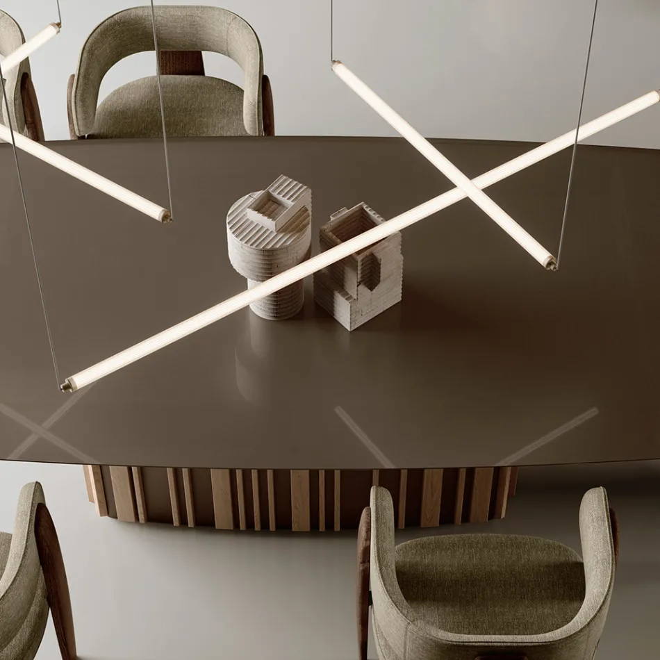 Lampe LED moderne en verre côtelé au design exclusif, fabriquée en Italie - Lys Viadurini