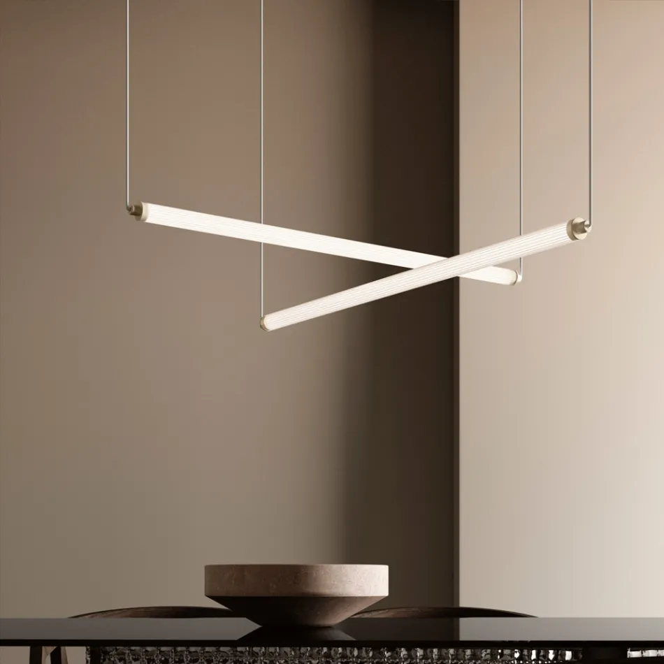 Lampe LED moderne en verre côtelé au design exclusif, fabriquée en Italie - Lys Viadurini
