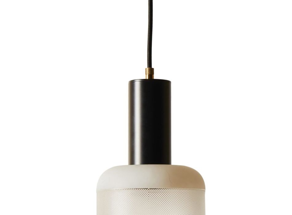 Lampe LED à Suspension en Aluminium Noir et Verre Blanc Made in Italy - Zelo Viadurini
