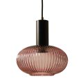 Lampe LED à Suspension en Aluminium Noir et Verre Rose Made in Italy - Illumino