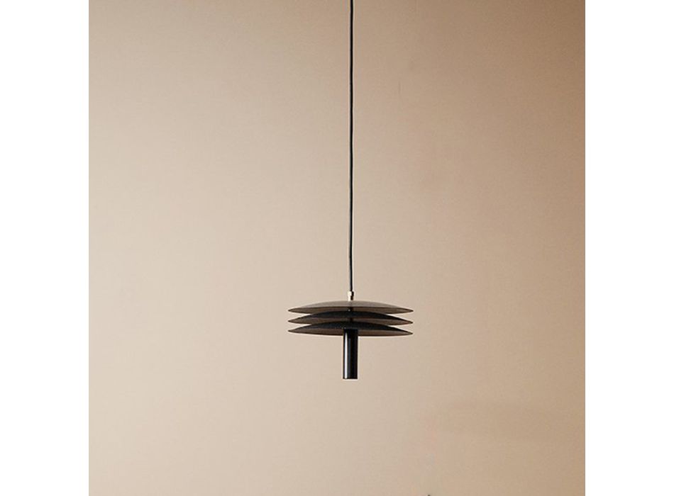 Lampe LED suspendue en fer avec détails en laiton Made in Italy - Comeo Viadurini