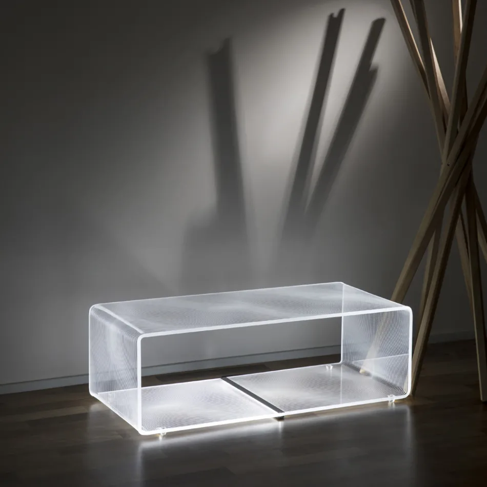 Lampe Led Lumineux Transparent Acrylique Table Basse Décor Laser - Robiola Viadurini
