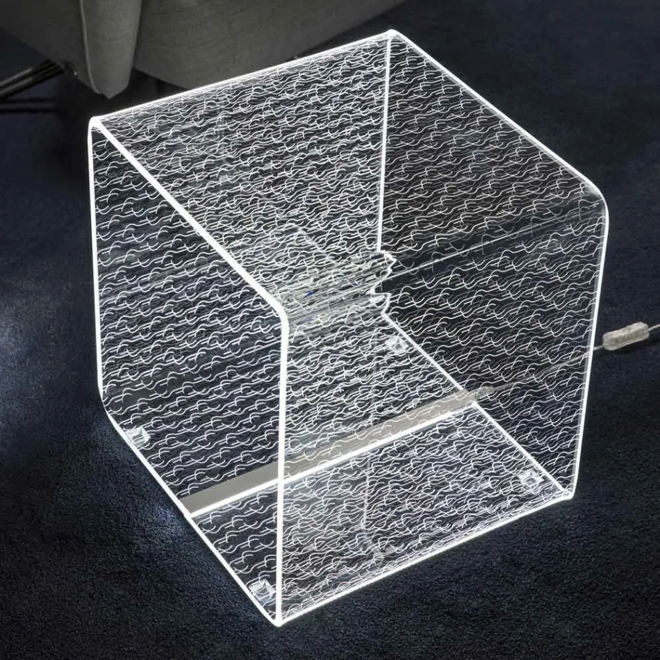 Lampe Led Lumineux Transparent Acrylique Table Basse Décor Laser - Robiola Viadurini