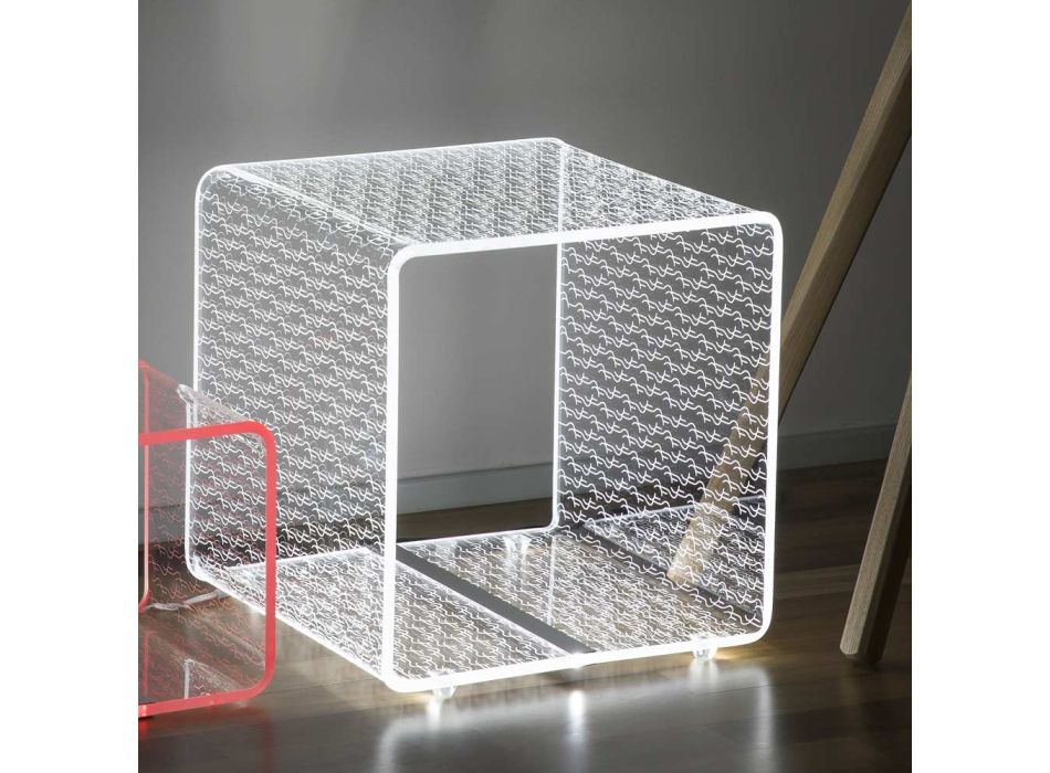 Lampe Led Lumineux Transparent Acrylique Table Basse Décor Laser - Robiola Viadurini