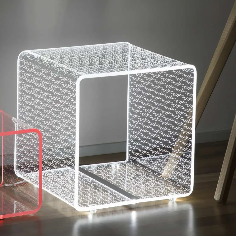 Lampe Led Lumineux Transparent Acrylique Table Basse Décor Laser - Robiola Viadurini