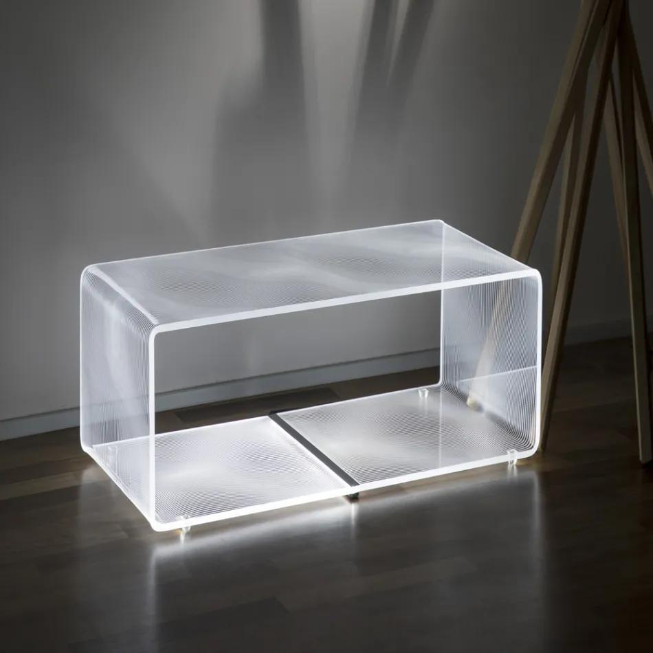 Lampe Led Lumineux Transparent Acrylique Table Basse Décor Laser - Robiola Viadurini