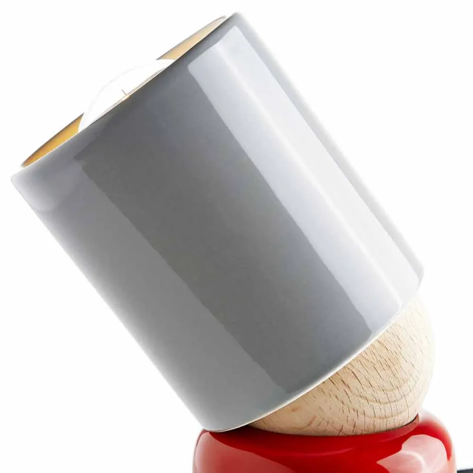 Lampe de table moderne en céramique et bois de hêtre fabriqué en Italie, Asie Viadurini