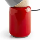 Lampe de table moderne en céramique et bois de hêtre fabriqué en Italie, Asie Viadurini