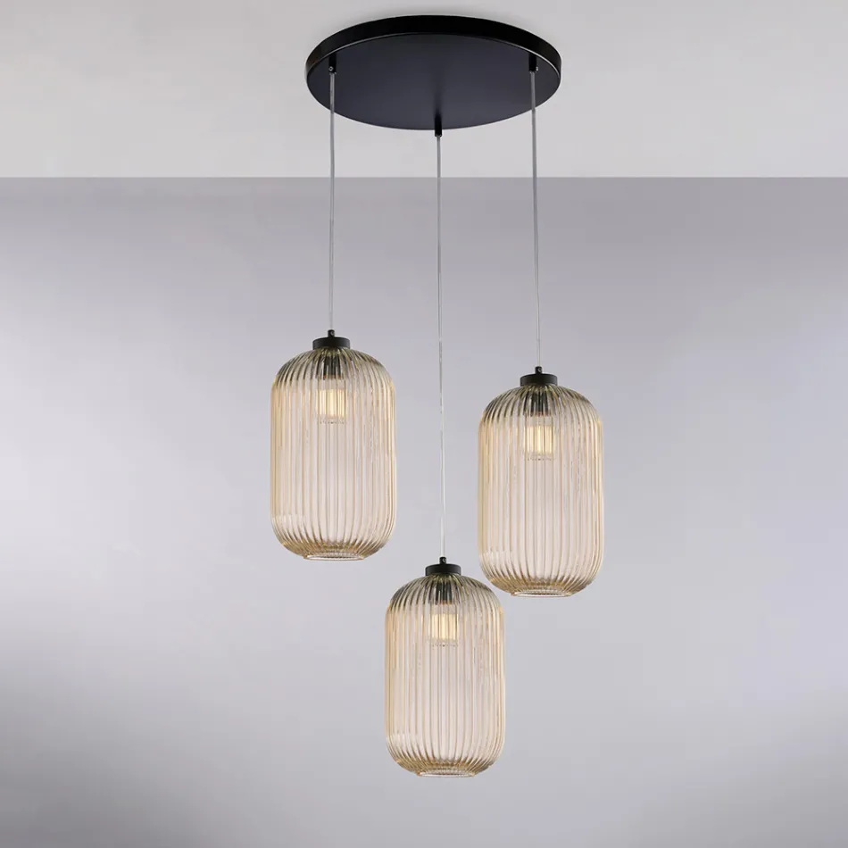 Lampe moderne en verre et métal fabriquée en Italie, idéale pour toutes les pièces - Aquila Viadurini