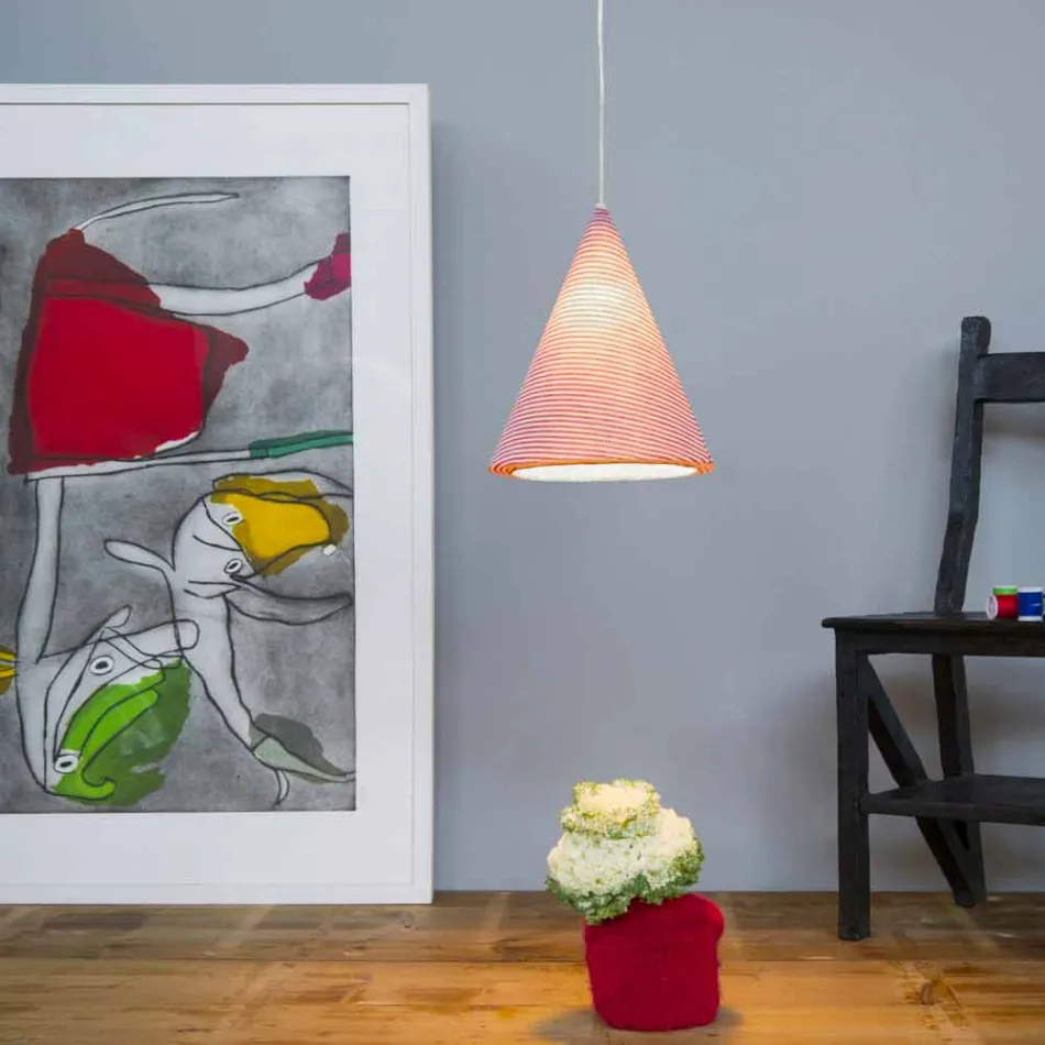 Lampe à suspension moderne In-es.artdesign Jazz Stripe en laine colorée Viadurini