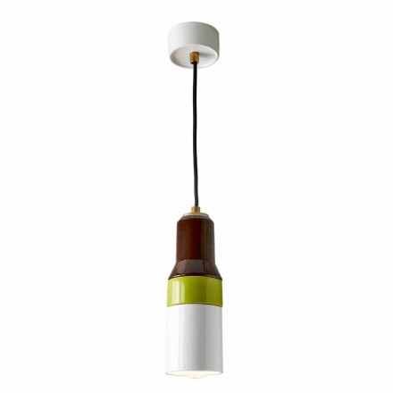 Lampe à suspension moderne en laiton et céramique fabriqué en Italie, Asie Viadurini