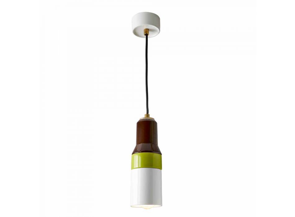 Lampe à suspension moderne en laiton et céramique fabriqué en Italie, Asie Viadurini