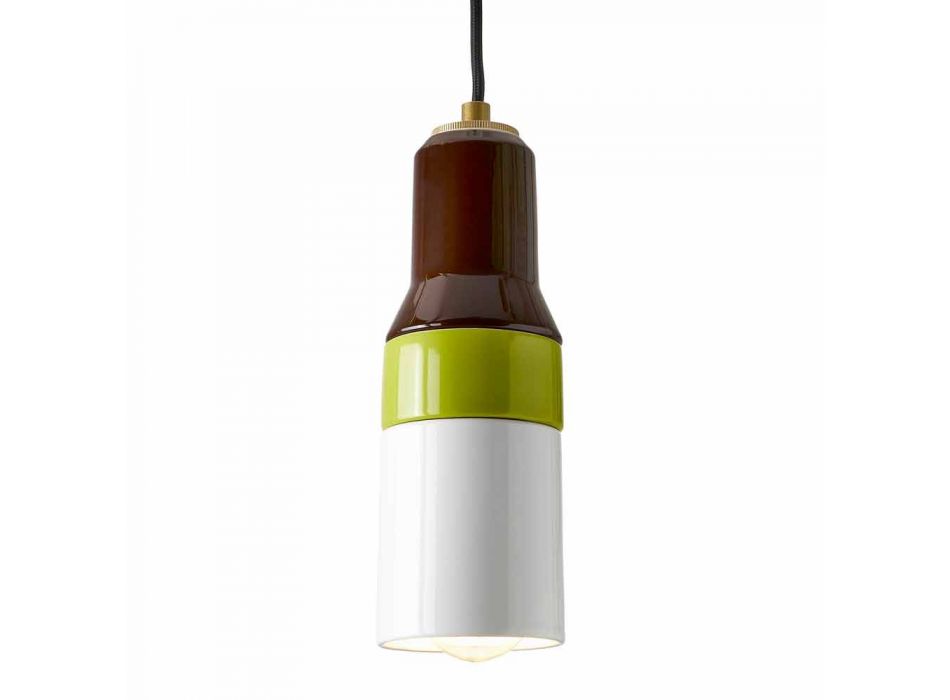 Lampe à suspension moderne en laiton et céramique fabriqué en Italie, Asie Viadurini