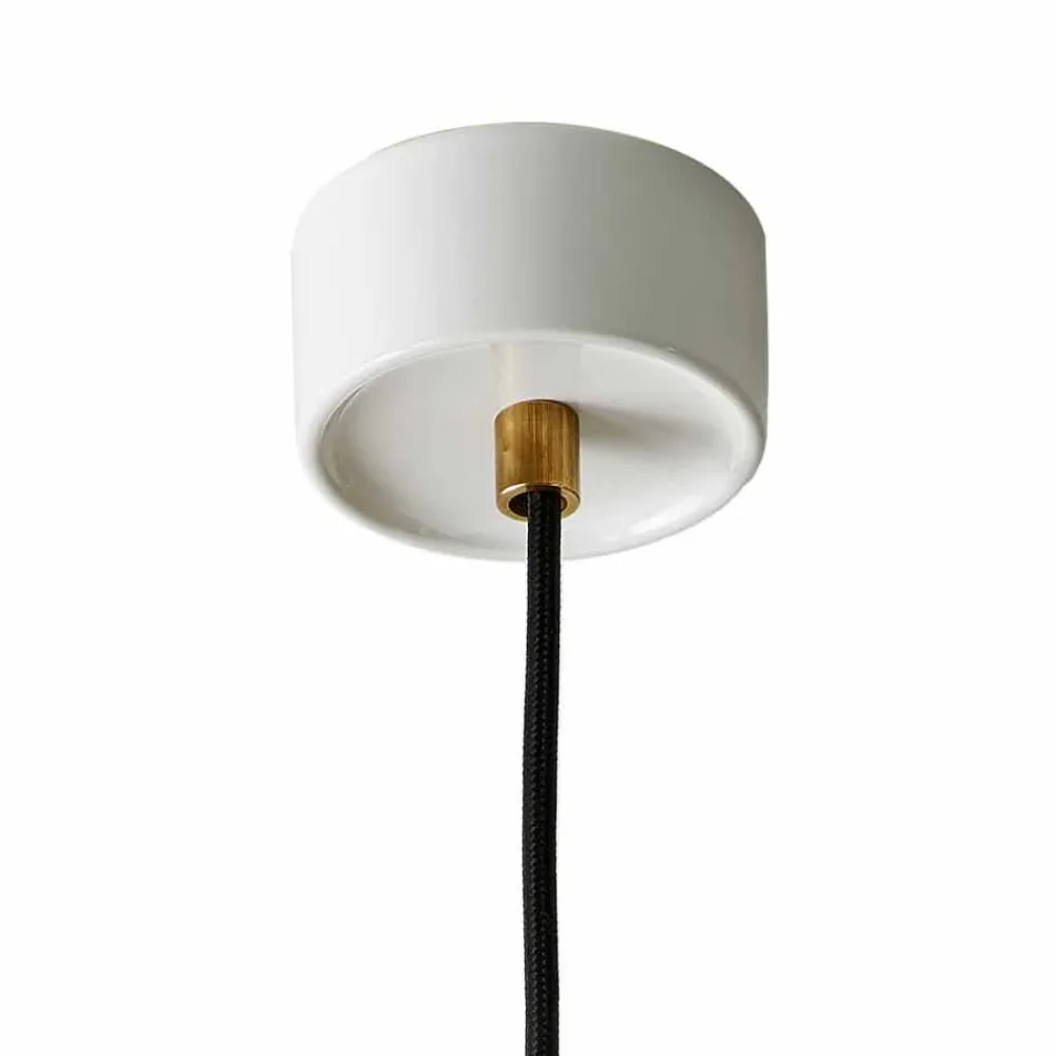 Lampe à suspension moderne en laiton et céramique fabriqué en Italie, Asie Viadurini