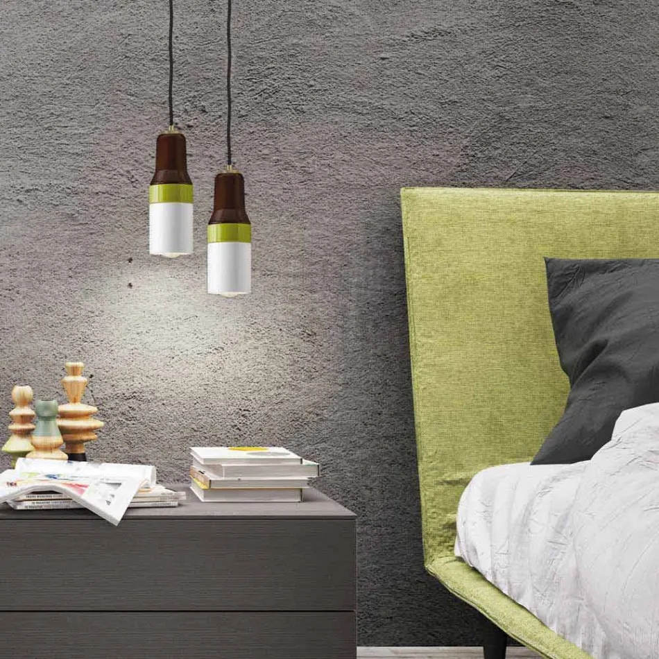 Lampe à suspension moderne en laiton et céramique fabriqué en Italie, Asie Viadurini