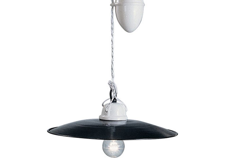 Lampe suspendue haut et bas en céramique blanche et métal noir - power Viadurini