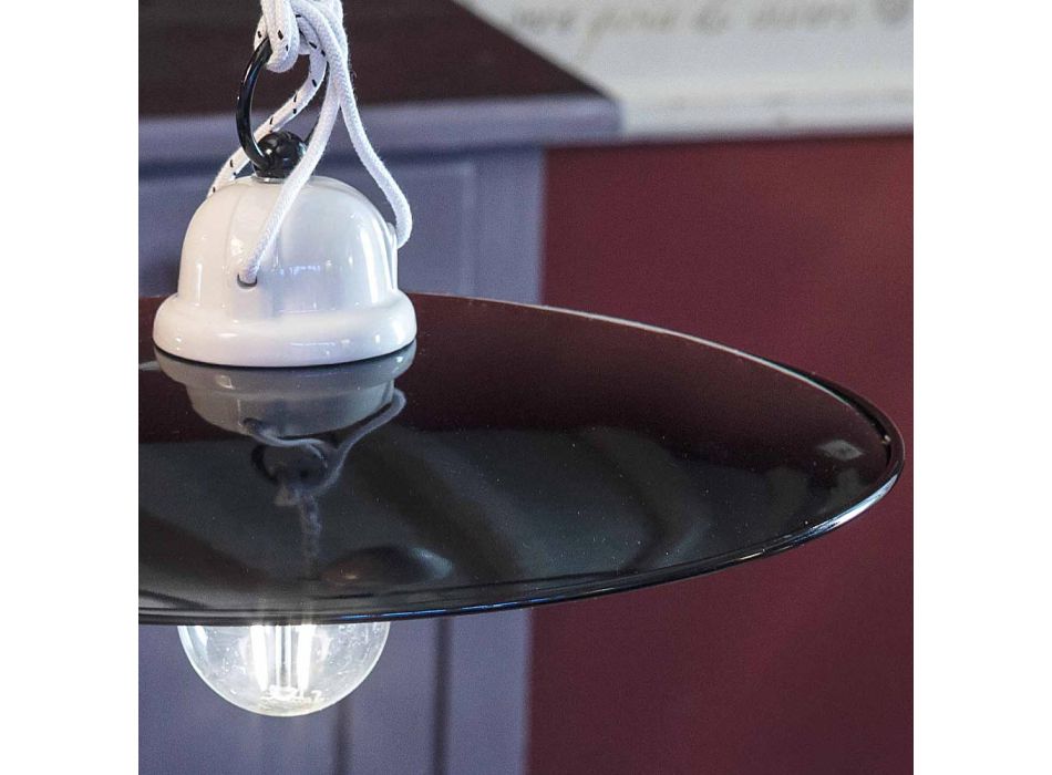 Lampe suspendue haut et bas en céramique blanche et métal noir - power Viadurini
