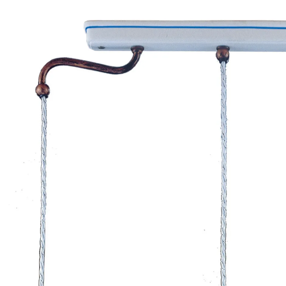 Suspension Vintage à 3 Lumières en Fer, Verre et Céramique - Ferrara Viadurini