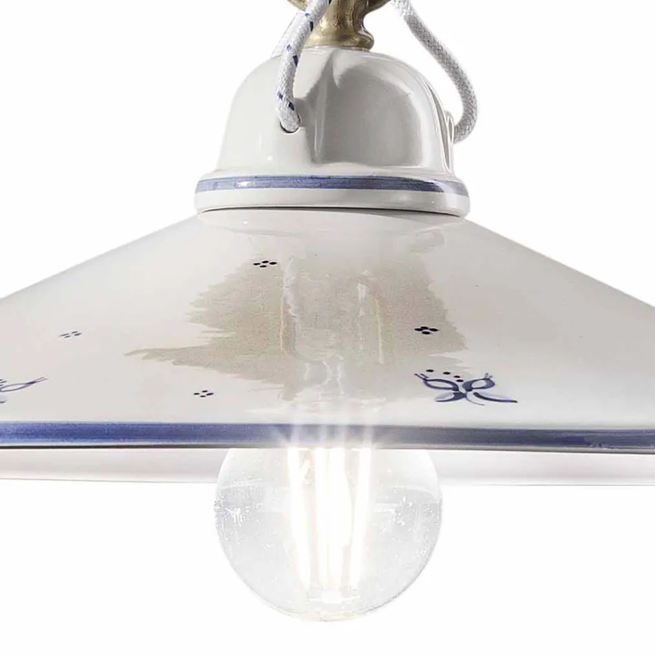 Lampe à Suspension en Céramique Peinte à la Main et Fer 3 Tailles - Asti Viadurini