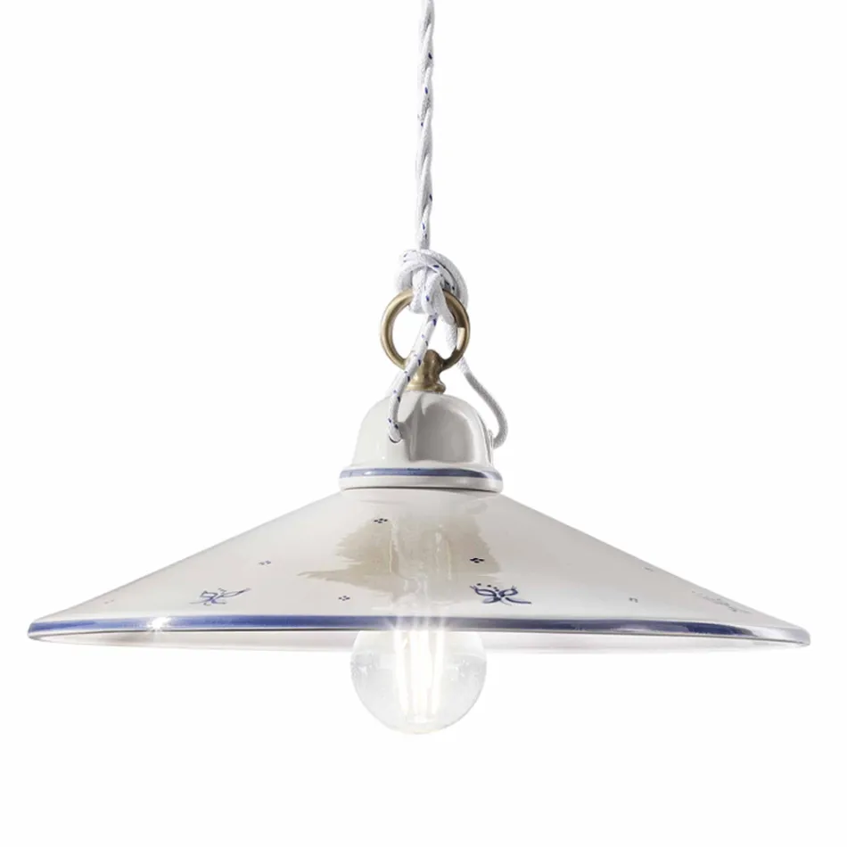 Lampe à Suspension en Céramique Peinte à la Main et Fer 3 Tailles - Asti Viadurini