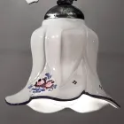 Lampe à Suspension en Métal et Céramique Décorée à la Main avec Rose - Pise Viadurini