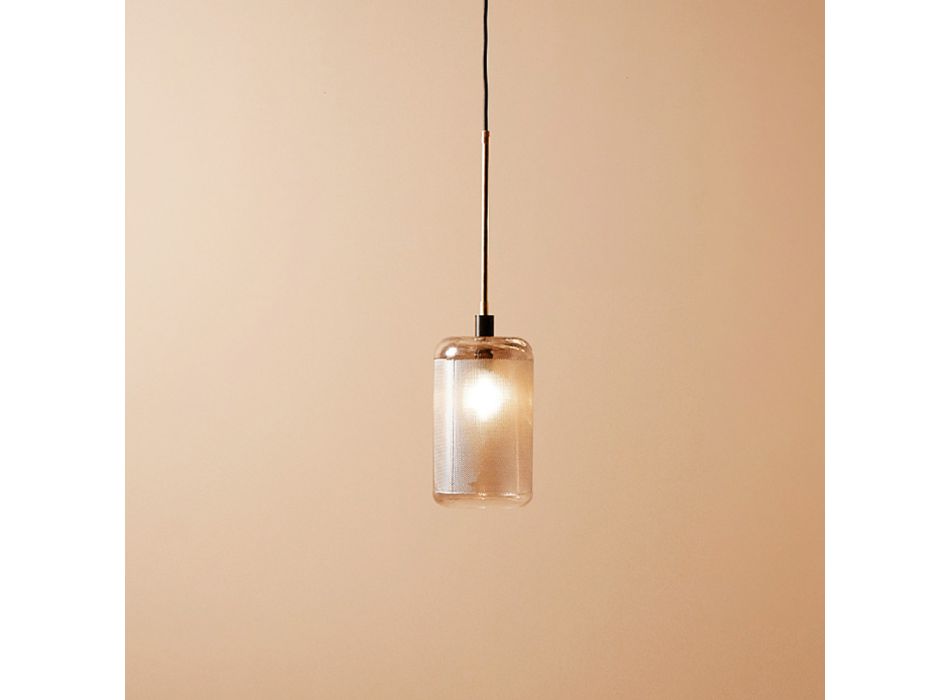 Lampe à Suspension LED en Aluminium et Verre Gris Made in Italy - Zelo Viadurini