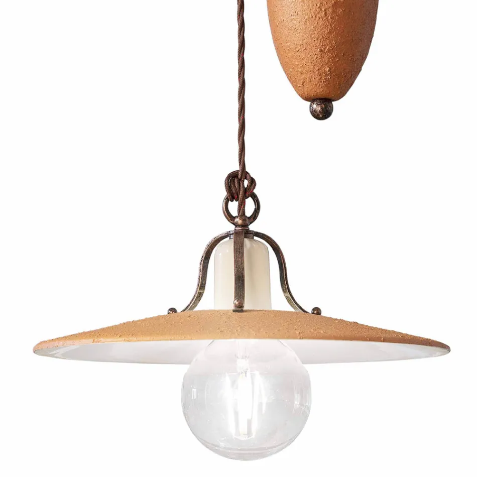 Lampe à Suspension Ups and Downs en Fer et Céramique Brute Main - Bologne Viadurini