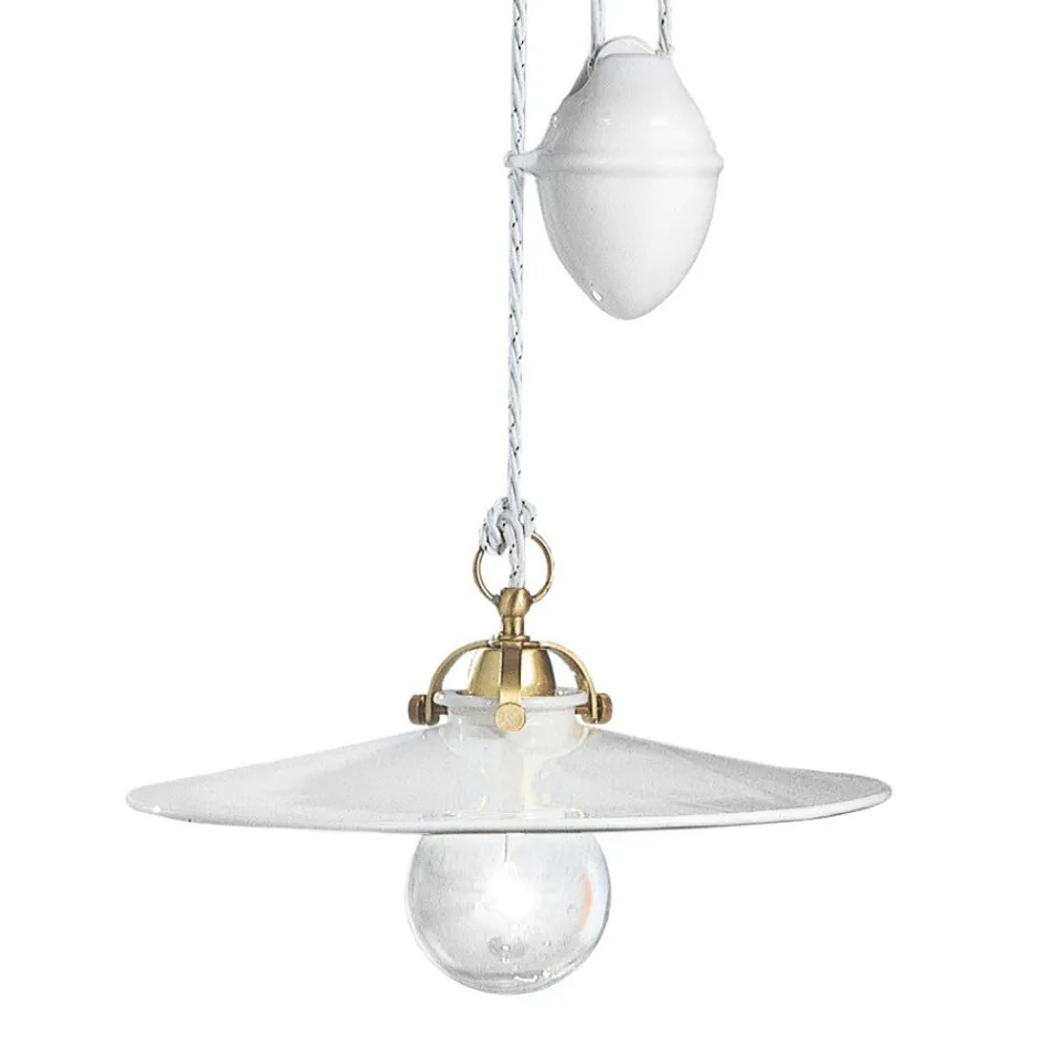 Lampe à Suspension Ups and Down en Fer et Céramique Brillante 2 Tailles - Asti Viadurini