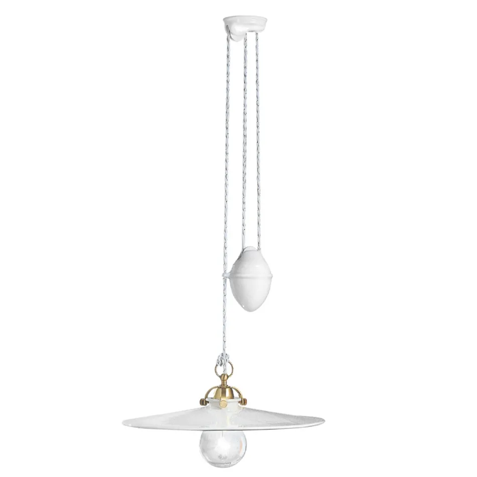 Lampe à Suspension Ups and Down en Fer et Céramique Brillante 2 Tailles - Asti Viadurini