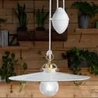 Lampe à Suspension Ups and Down en Fer et Céramique Brillante 2 Tailles - Asti Viadurini