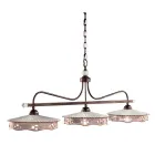 Suspension 3 Lumières Vintage Céramique et Fer Fait Main - Alessandria Viadurini